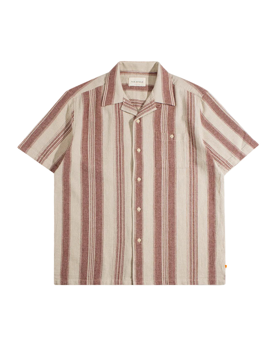 Selleck Dobby Stripe Shirt | Sand & Red