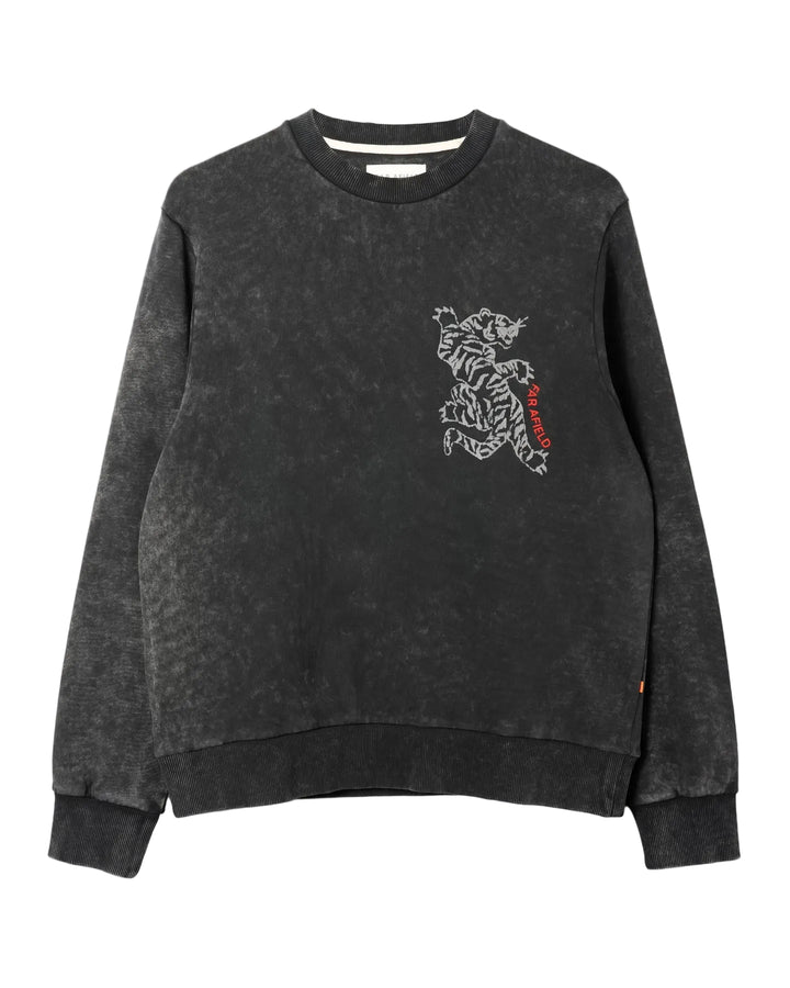 Tiger Crewneck Sweatshirt | Grey Acid Wash