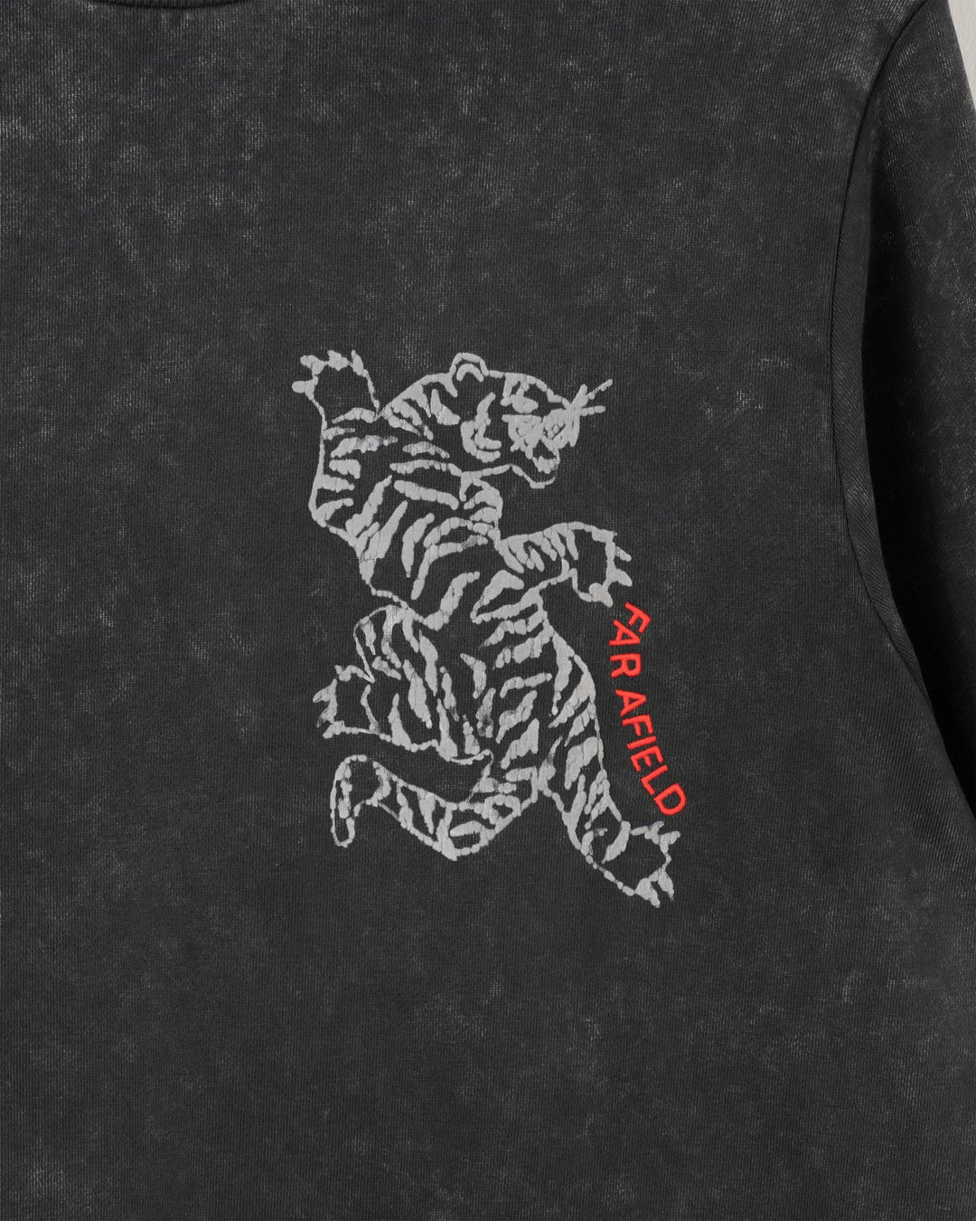 Tiger Crewneck Sweatshirt | Grey Acid Wash