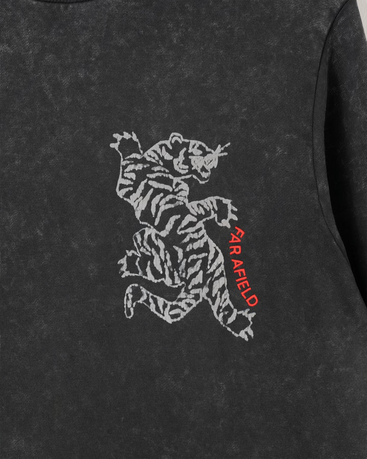 Tiger Crewneck Sweatshirt | Grey Acid Wash
