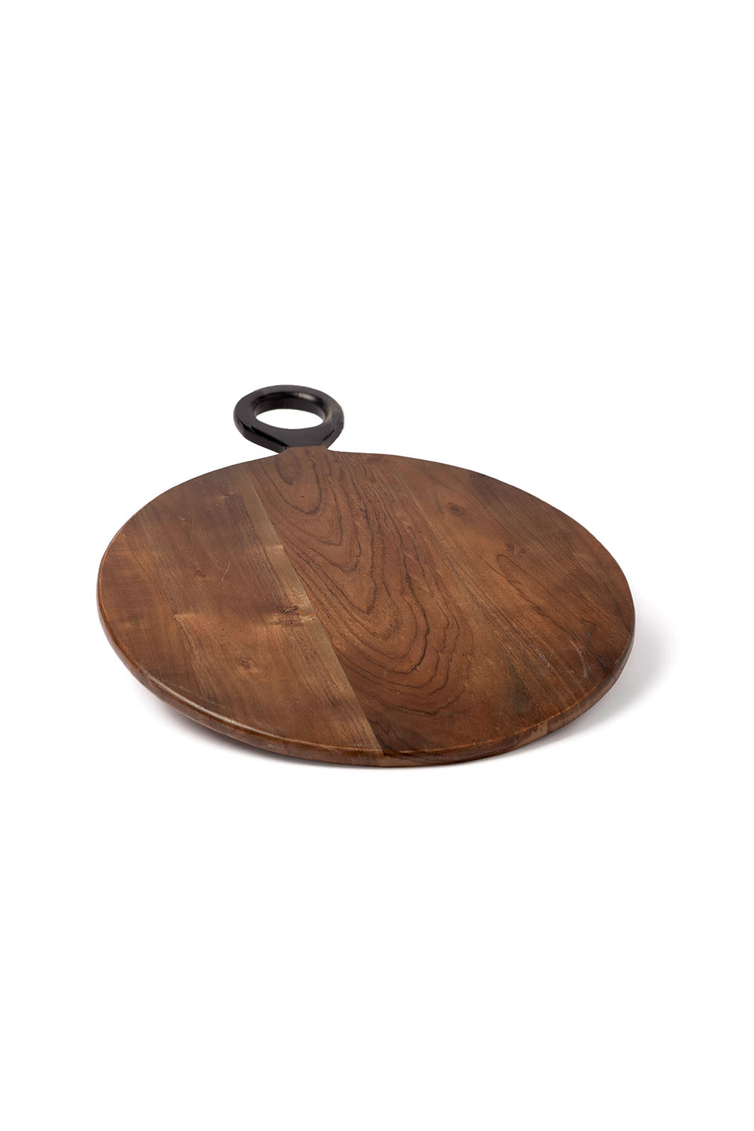 Acacia Round Serving Board with Handle, 17.7"