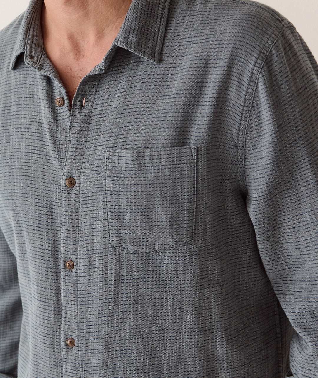 Classic Stretch Selvage Shirt | Balsam Mini Stripe