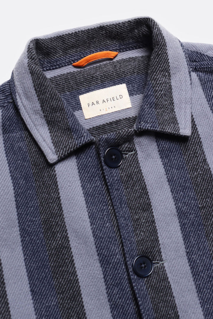 Bisset Brushed Twill Jacket - Navy Iris/Silver Blue Stripe