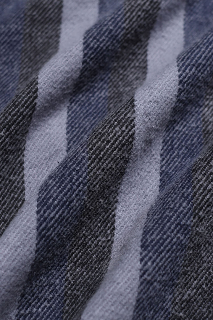 Bisset Brushed Twill Jacket - Navy Iris/Silver Blue Stripe