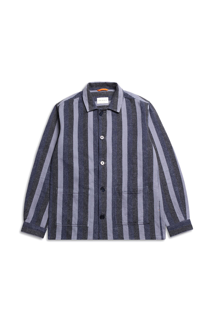 Bisset Brushed Twill Jacket - Navy Iris/Silver Blue Stripe