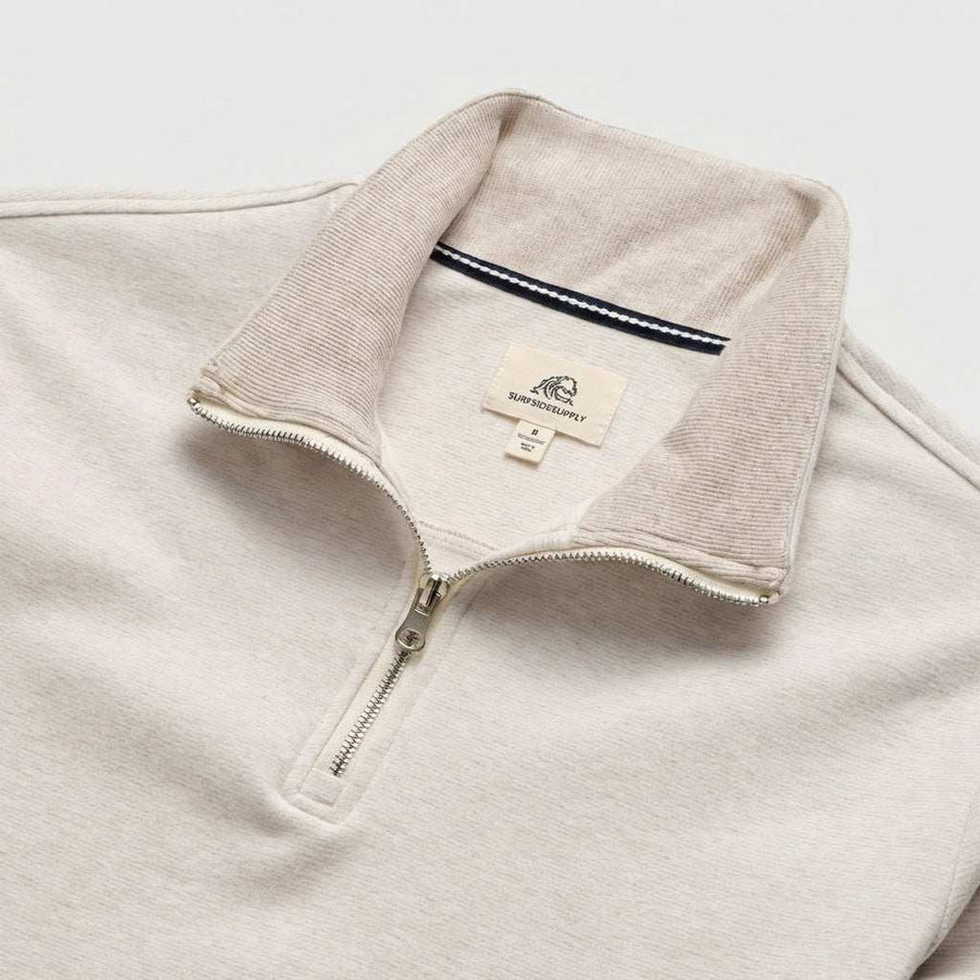 Bobby Micro Stripe 1/4 Zip Pullover | Taupe Heather