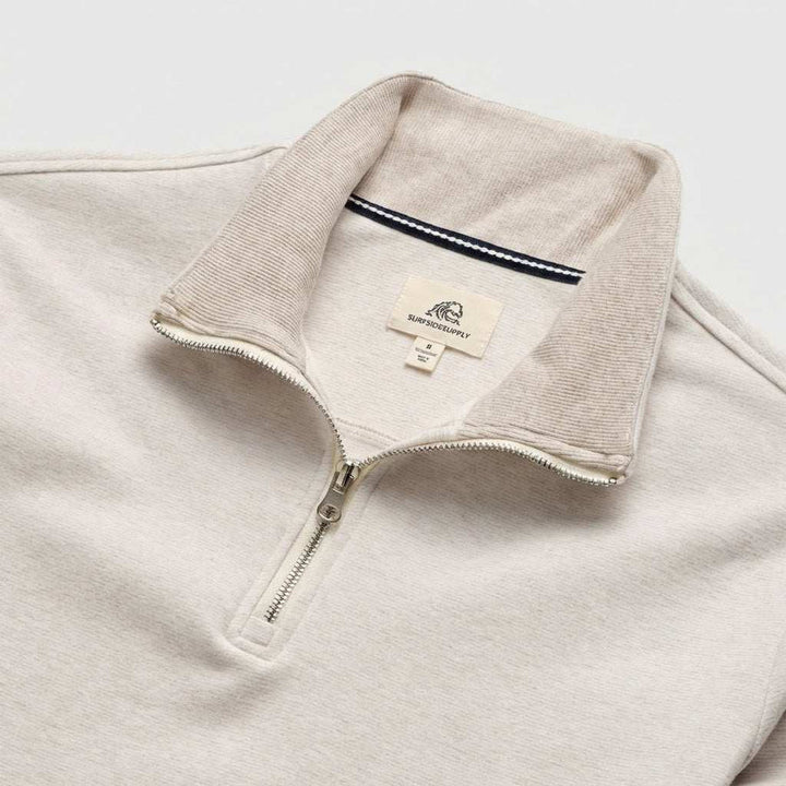 Bobby Micro Stripe 1/4 Zip Pullover | Taupe Heather