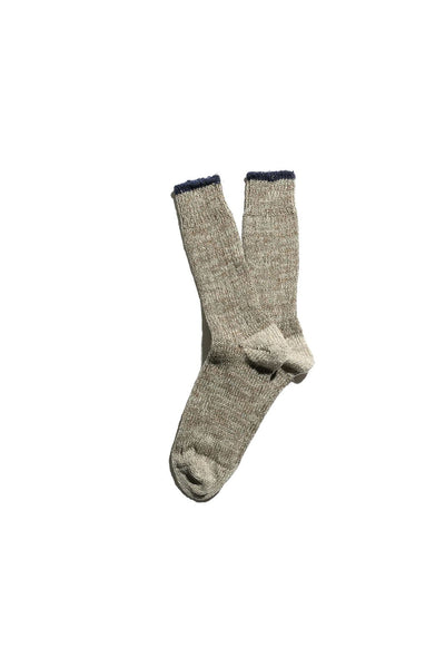 Boucle Nep Trim Crew Socks - Beige
