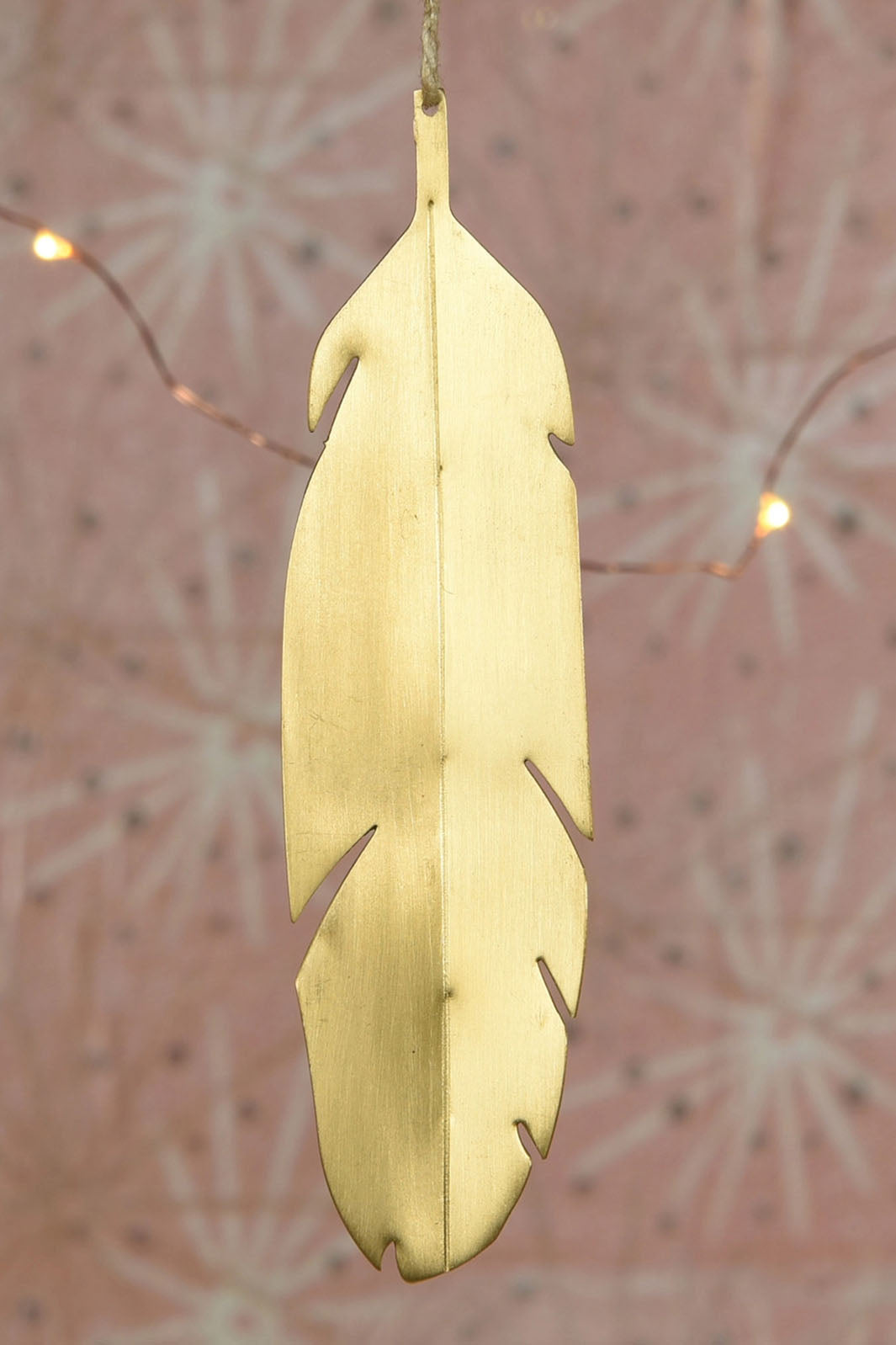 Brushed Brass Feather Ornament