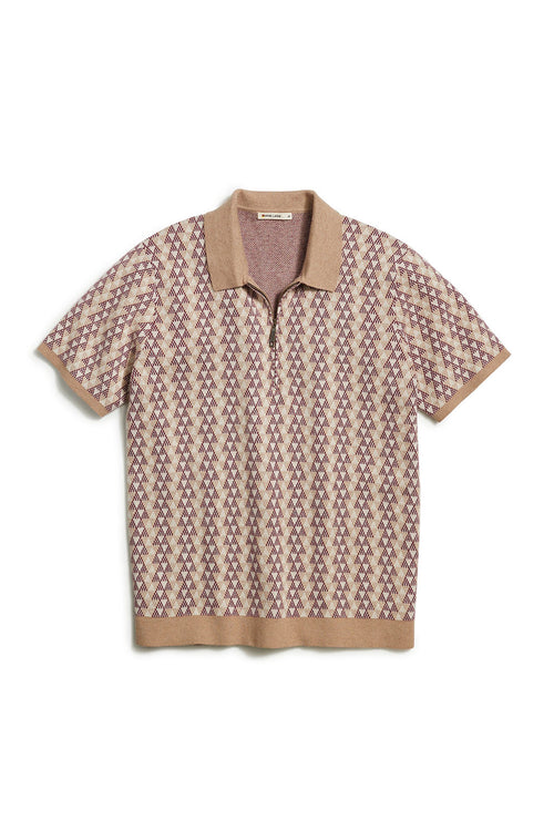 Bryson Zip Sweater Polo - Warm Geo Print