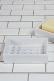 Ceramic Soap Dish, Raised Pegs - Matte White