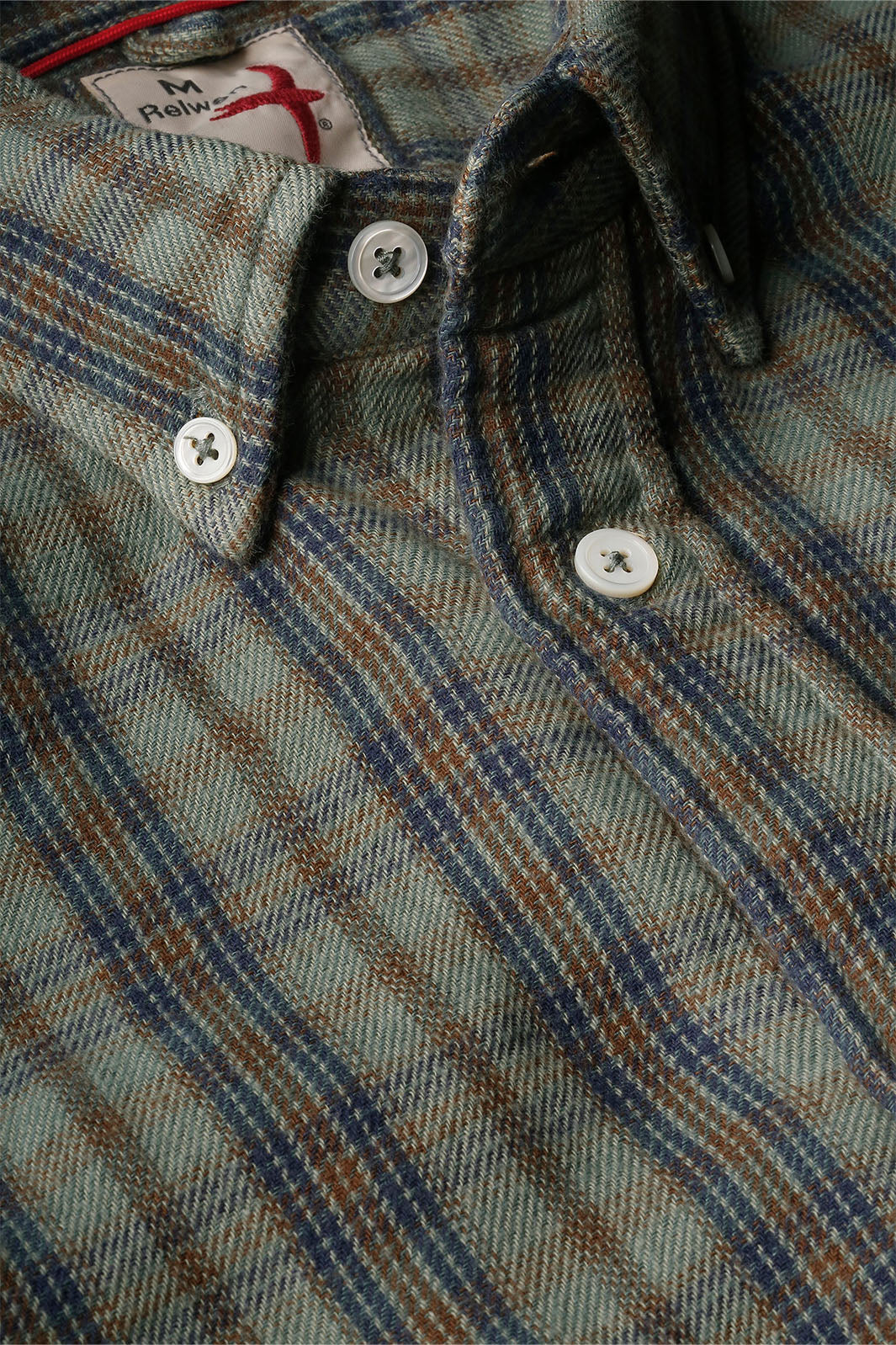 Chamois Lined Flannel - Sage/ Navy Plaid