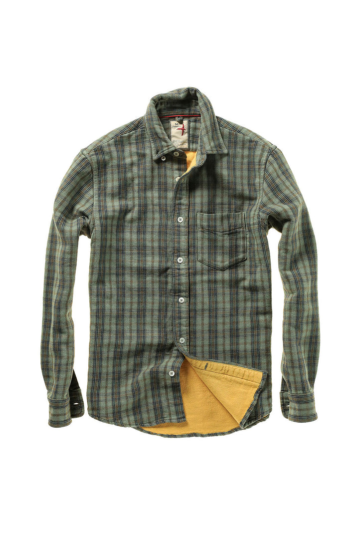 Chamois Lined Flannel - Sage/ Navy Plaid