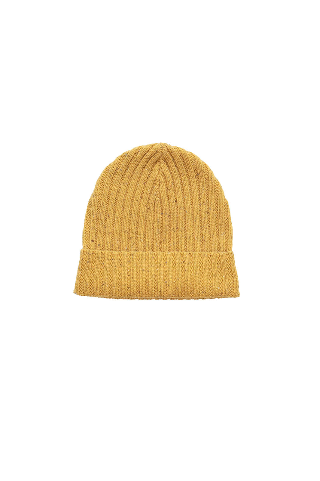 Golden yellow ribbed knit beanie