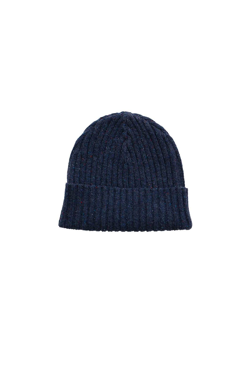 Chunky Ribbed Beanie - Navy Donegal