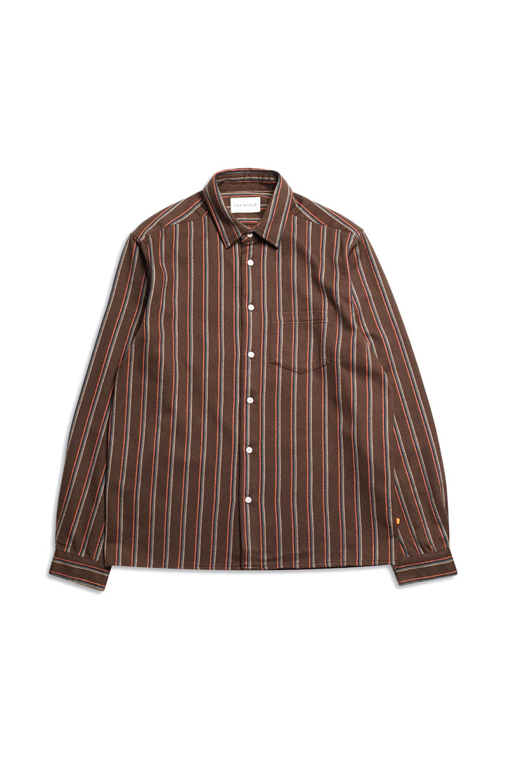 Classic Button-Up Shirt - Kuki Stripe/Slate Brown