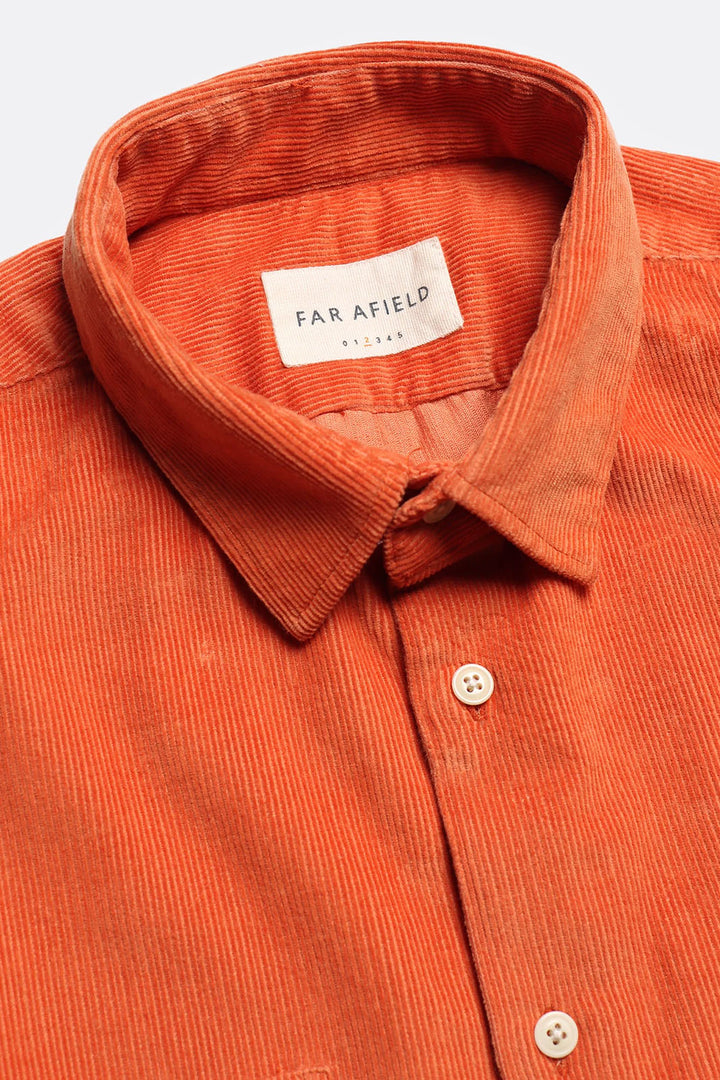 Classic Corduroy Button-Up Shirt - Burnt Orange