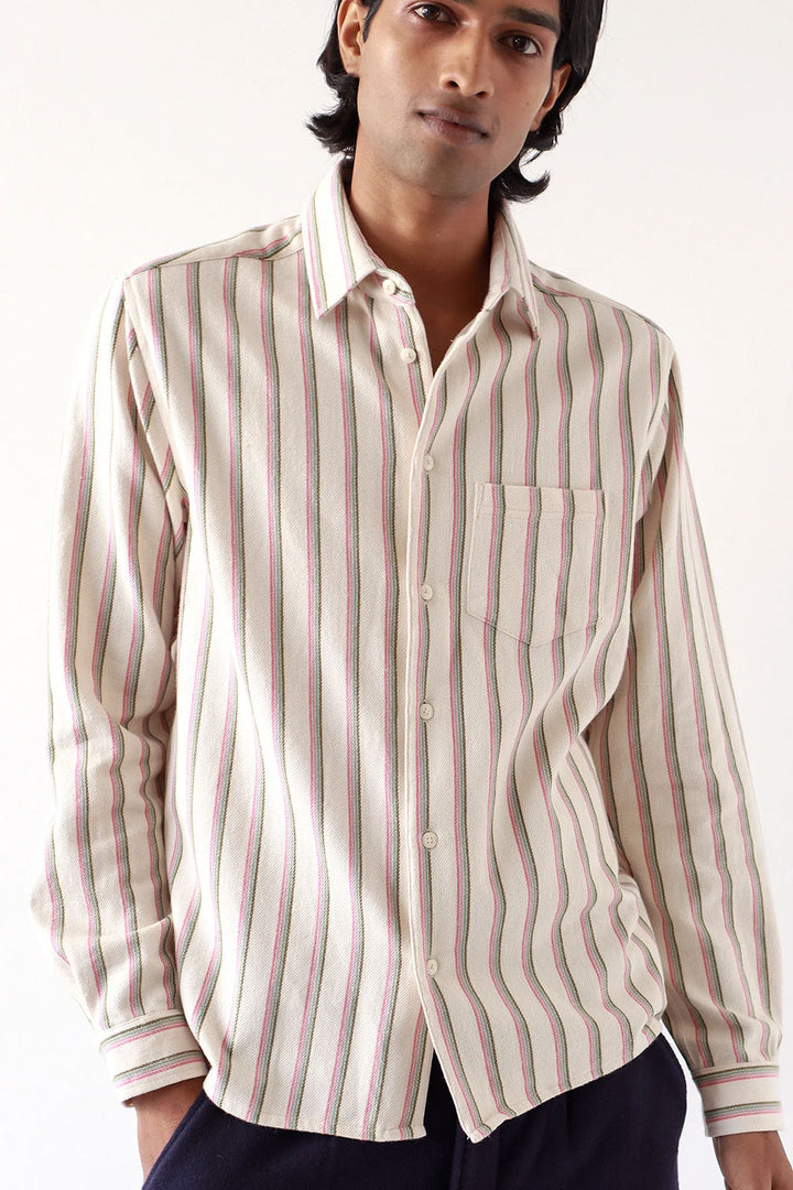 Classic Kuki Stripe Button-Up Shirt - Snow White