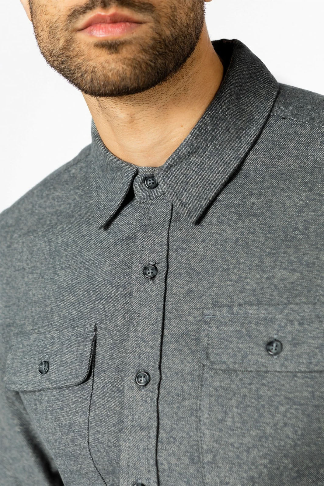 Cole Slim Button Up-Shirt - Stone