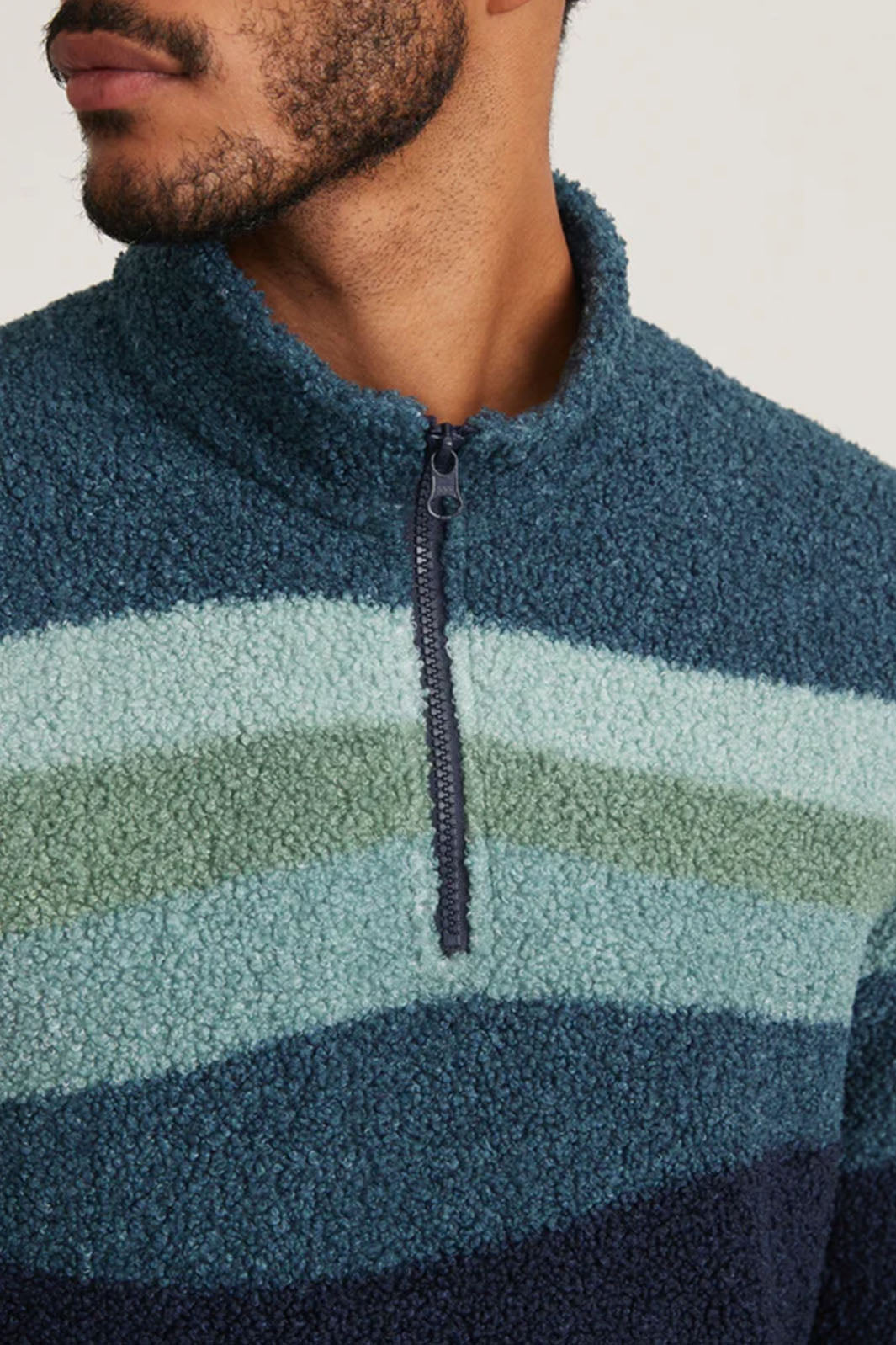 Colorblock Sherpa Pullover Blue Wave
