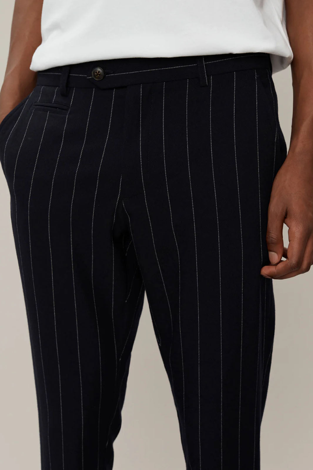 Como Twill Pinstripe Suit Pants - Dark Navy/ Ivory