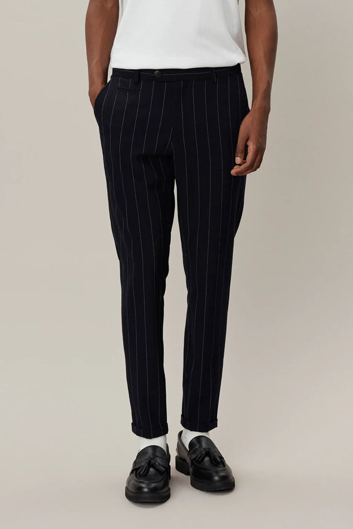 Como Twill Pinstripe Suit Pants - Dark Navy/ Ivory