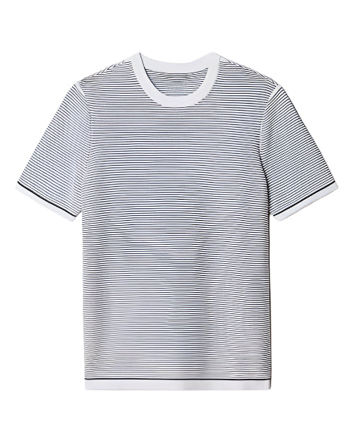 Compass Knit Tee | White/True Navy Stripe