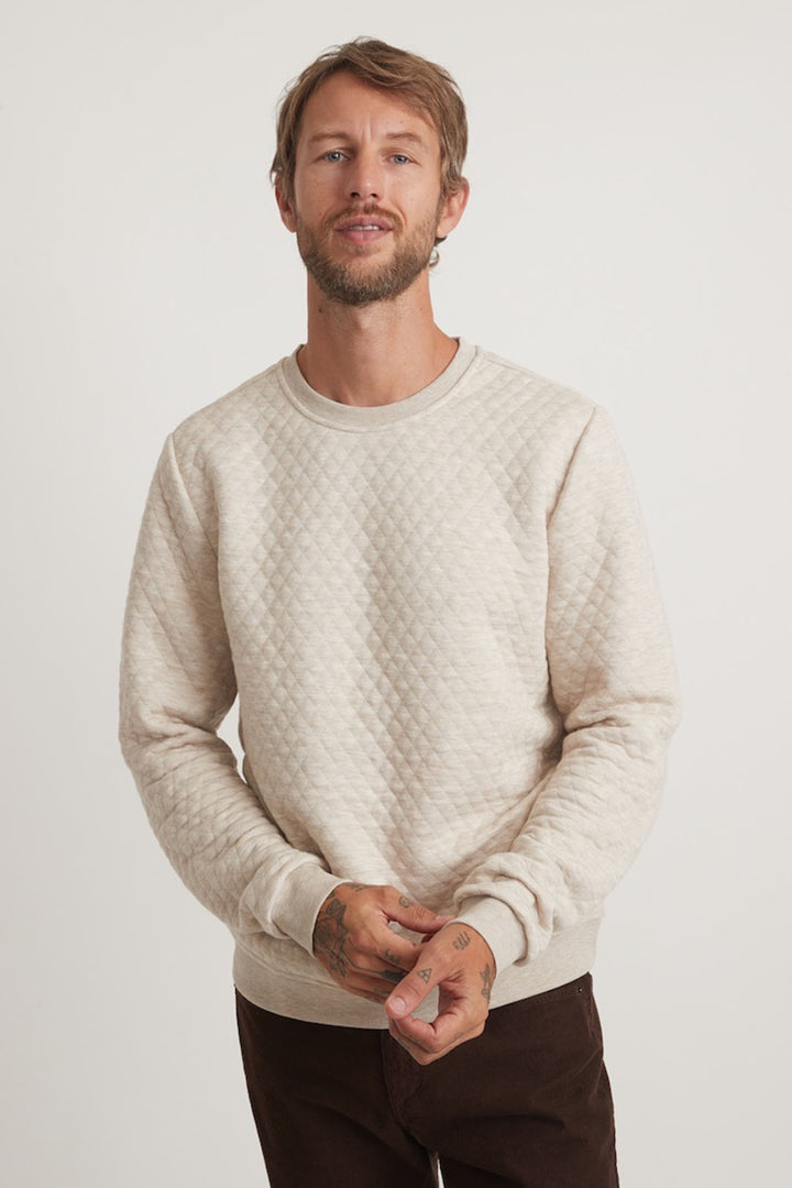 Corbet Quilted Long Sleeve Crewneck - Dark Oat Heather Preview