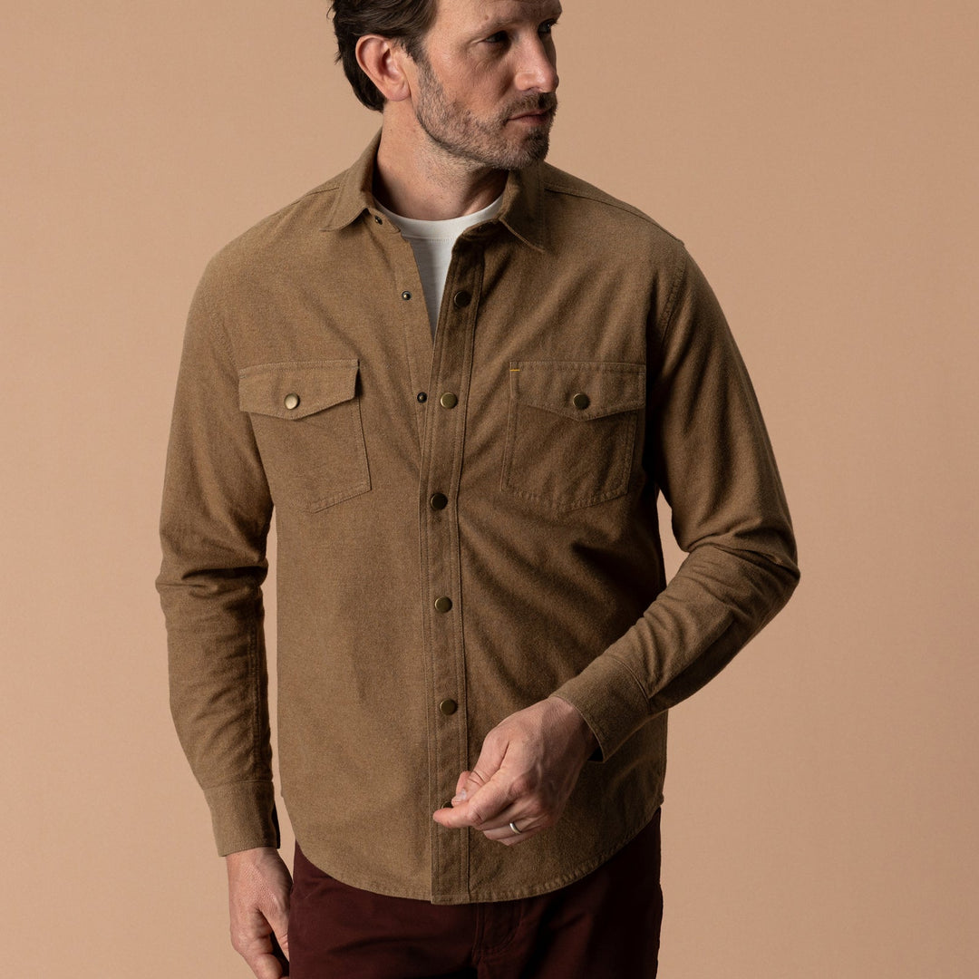 Long Sleeve Brushed Canvas Snap Shirt | Pyne Solid