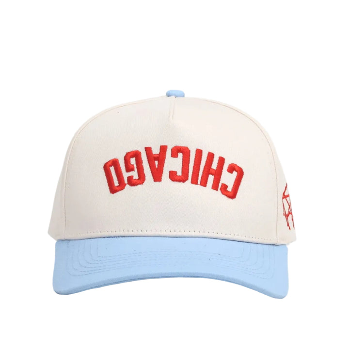 Upside Down CHICAGO Hat | Light Blue & Red
