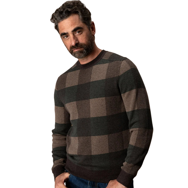Whitefield Plaid Merino Crewneck Sweater | Chocolate Plum Heather