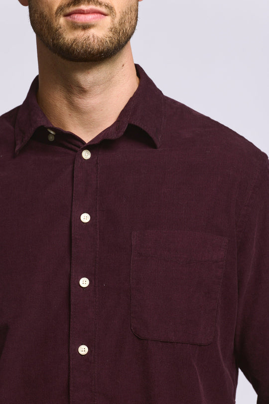 Micro Corduroy Shirt | Oxblood