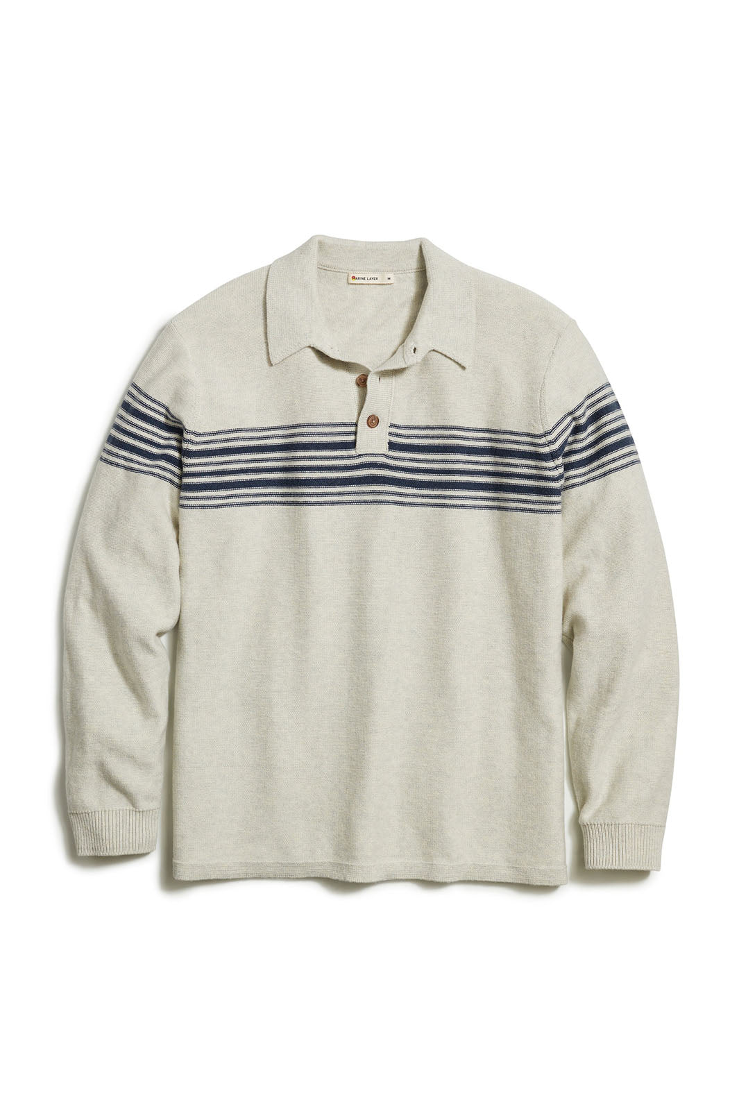 Ellias Chest Stripe Sweater Polo - Pearl/Dark Indigo