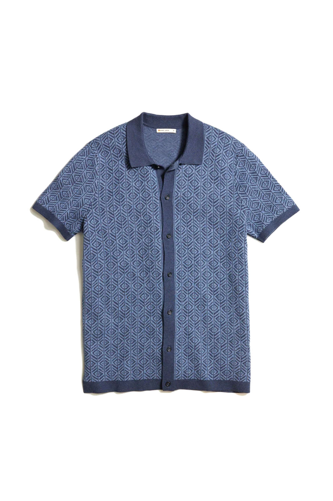 Ethan Button-Up Sweater - Blue Geo Jacquard