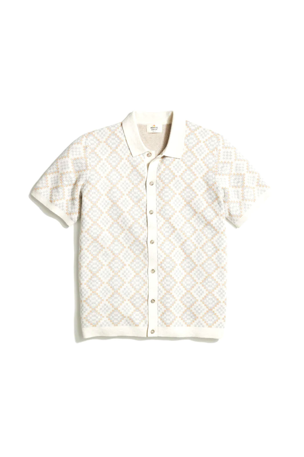 Ethan Sweater Button-Up Shirt - Oatmeal Geo