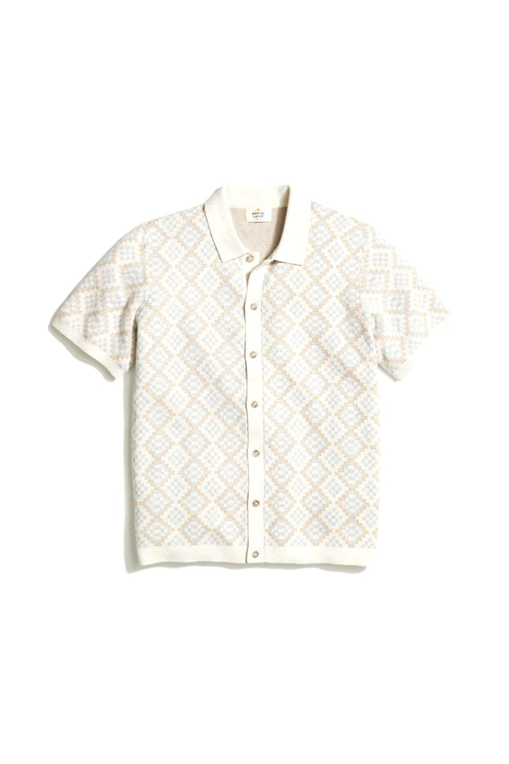 Ethan Sweater Button-Up Shirt - Oatmeal Geo