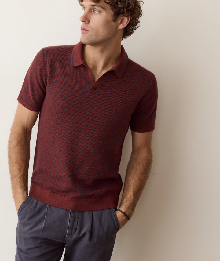 Liam Sweater Polo | Read/Navy Stripe
