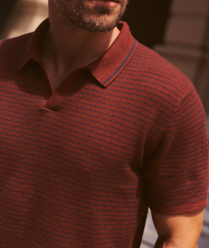 Liam Sweater Polo | Read/Navy Stripe