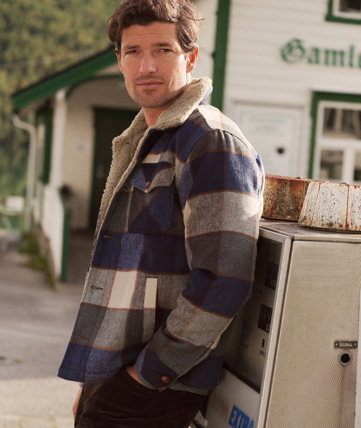 Casey Sherpa Jacket | Nordic Blue Buffalo Plaid