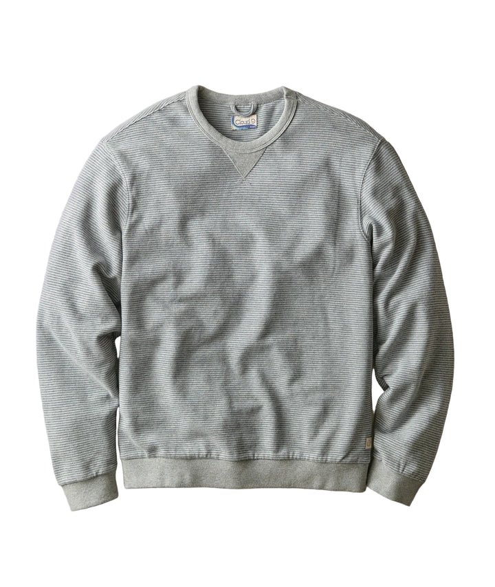 Relaxed Cloud 9 Terry Crewneck | Heather Grey Strip