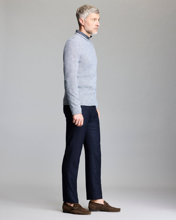 Tuck Stripe Crew Sweater | Dark Denim