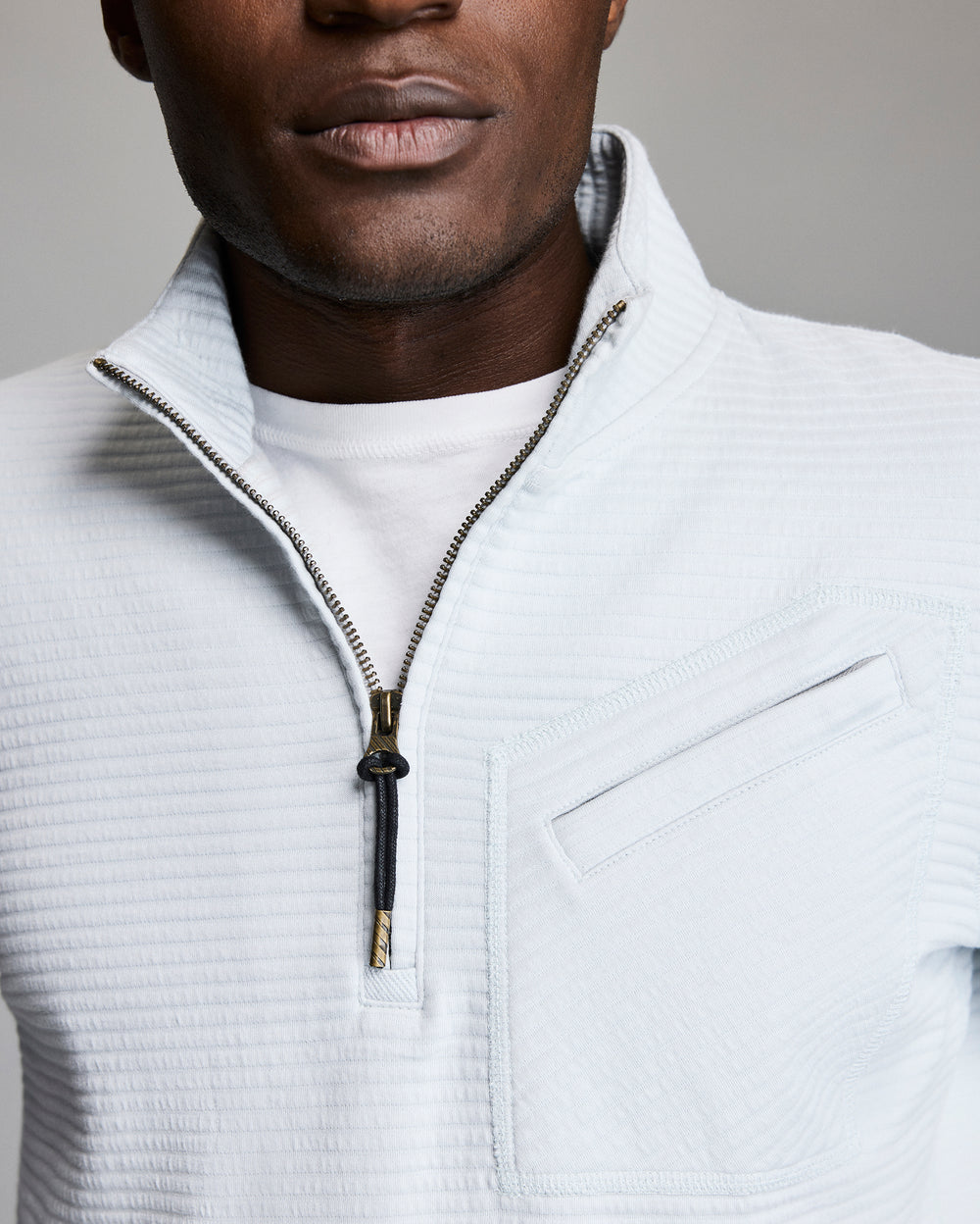 Quilted Half-Zip Sweater | Beach Blue