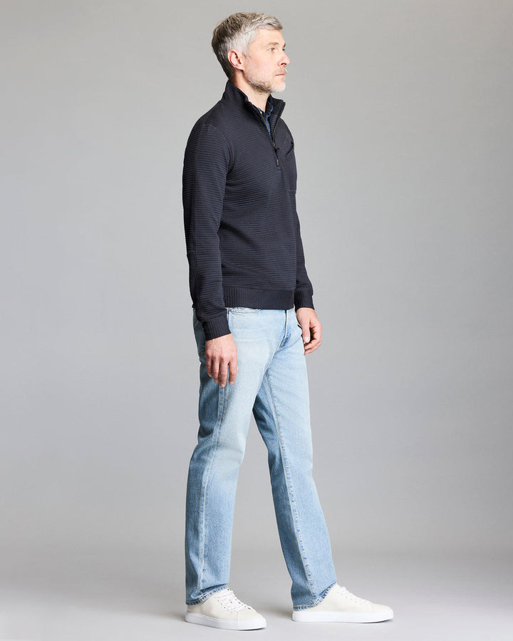 Quilted Half-Zip Sweater | Dark Navy