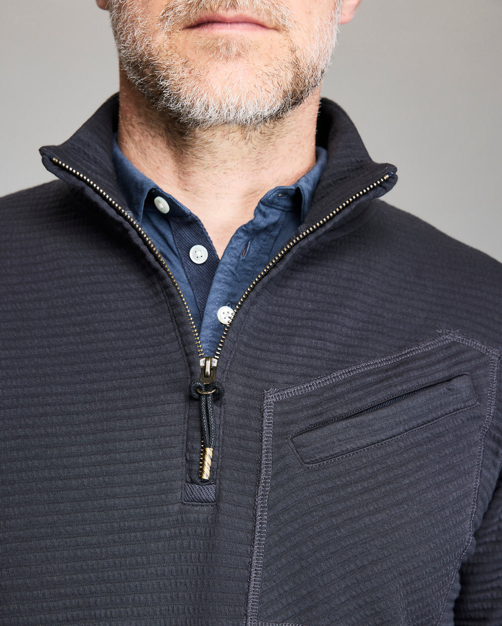 Quilted Half-Zip Sweater | Dark Navy