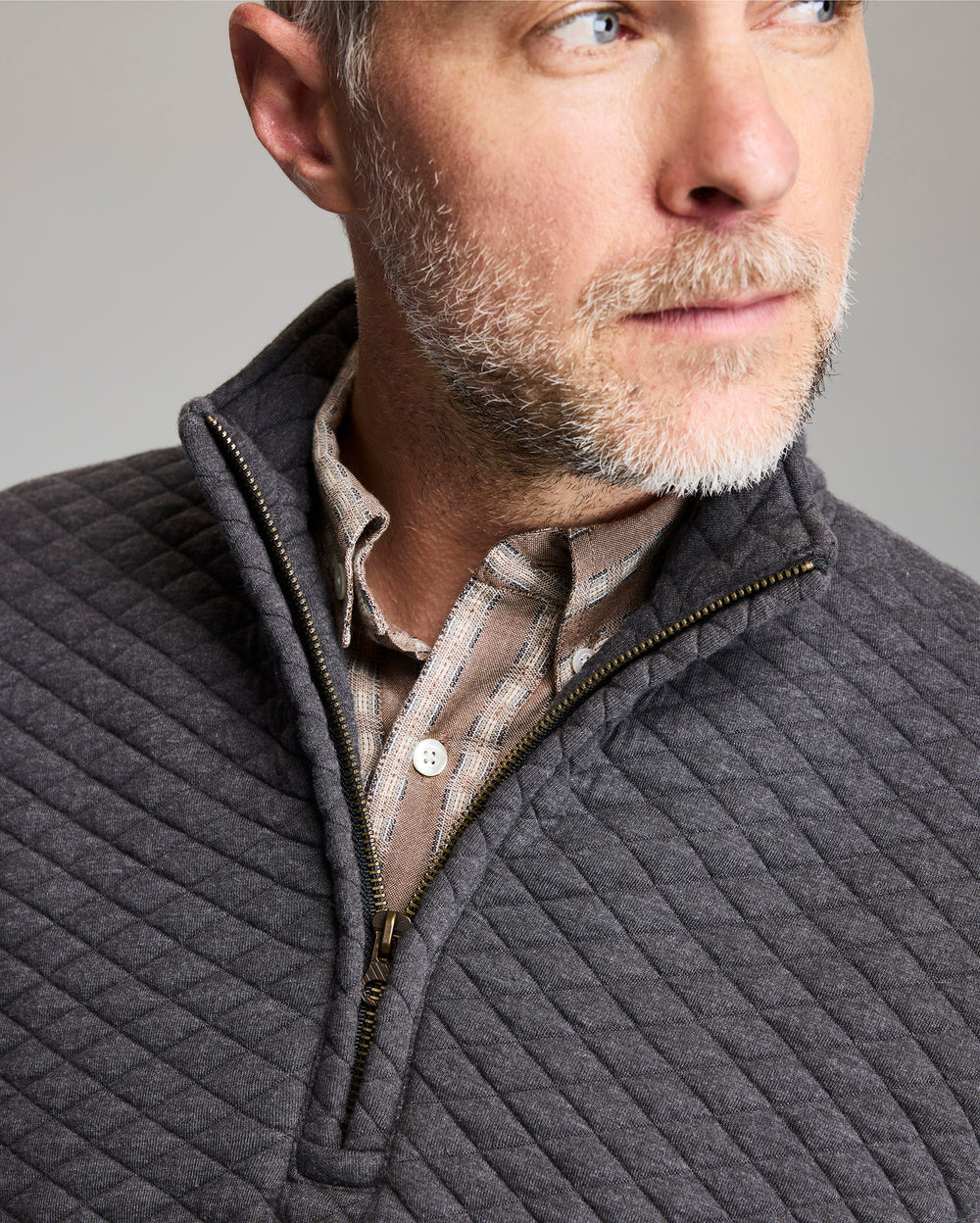 Diamond Quilt Half Zip | Black