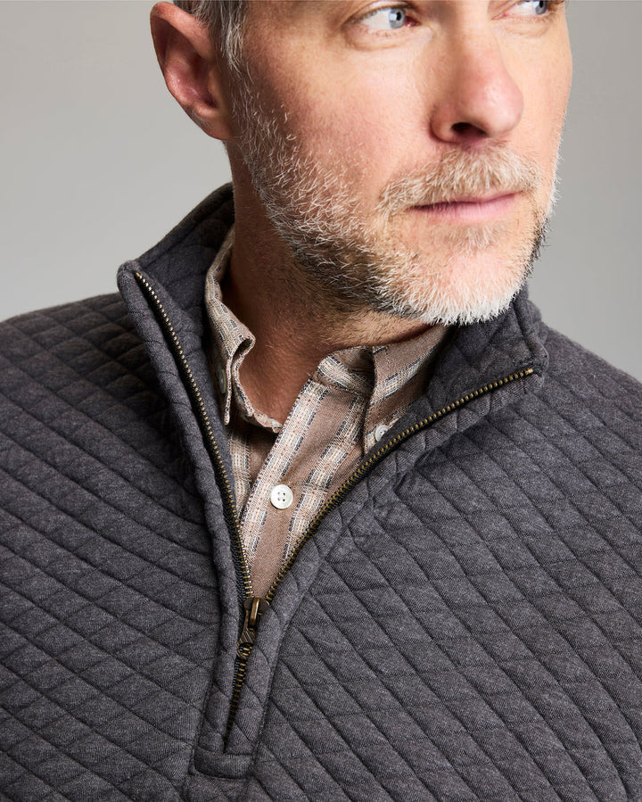 Diamond Quilt Half Zip | Black