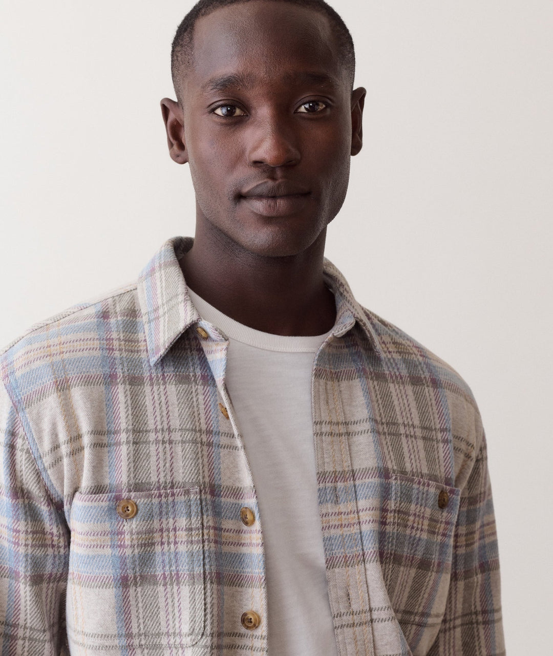 Pacifica Stretch Twill Overshirt | Grey Plaid