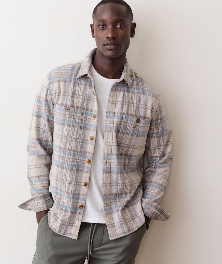 Pacifica Stretch Twill Overshirt | Grey Plaid