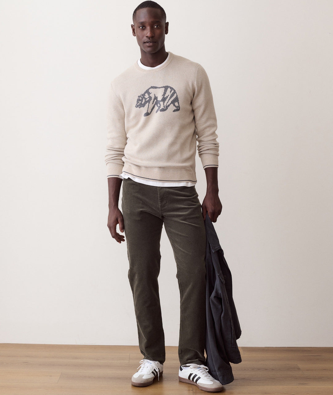 Varsity Intarsia Crew Sweater | Oatmeal
