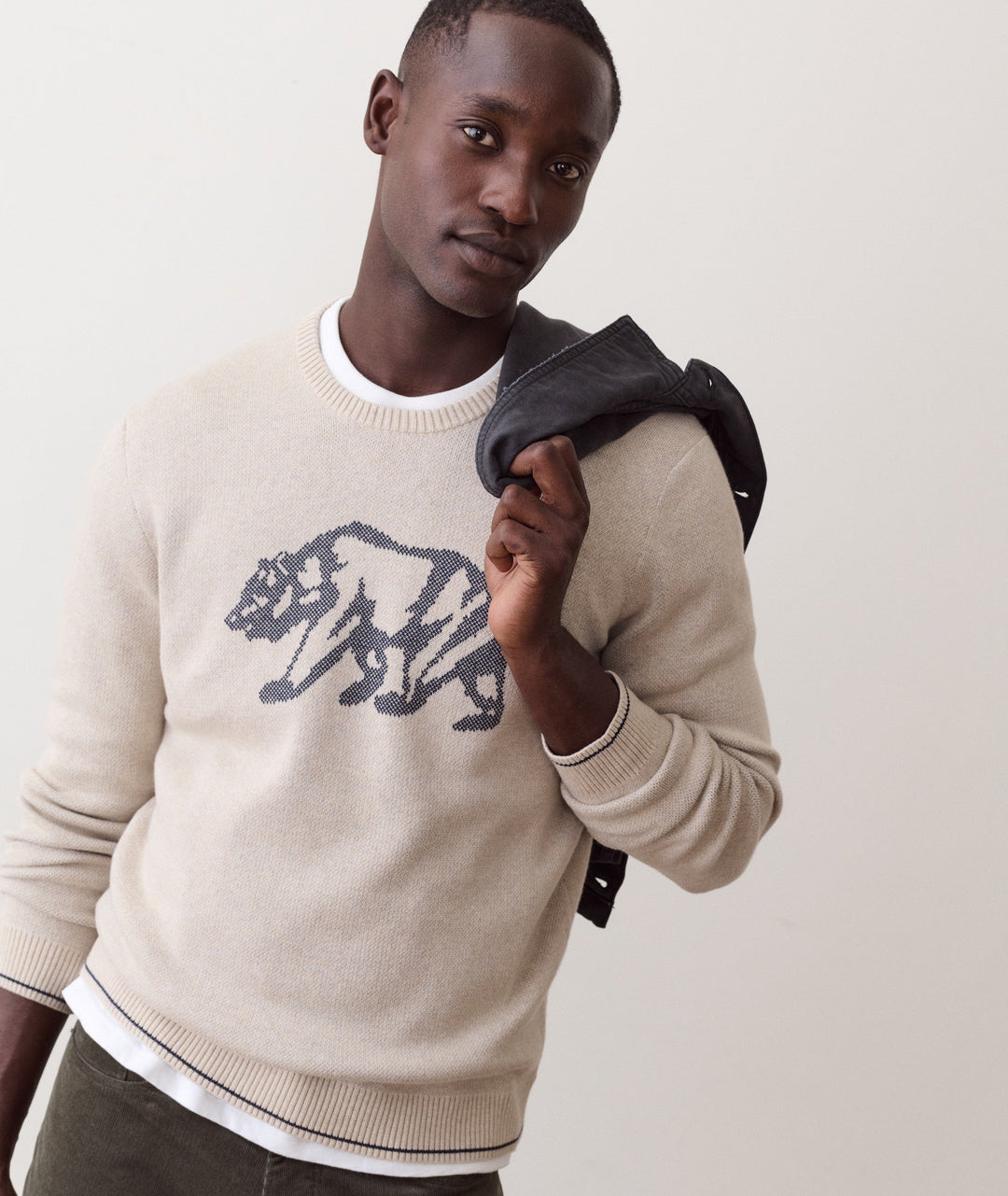 Varsity Intarsia Crew Sweater | Oatmeal